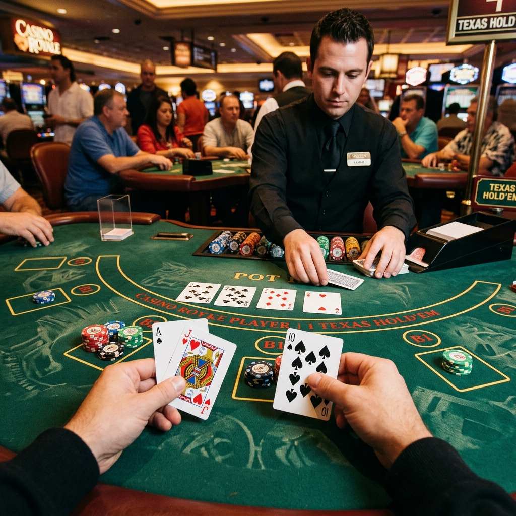 First-person view of a poker game at a casino